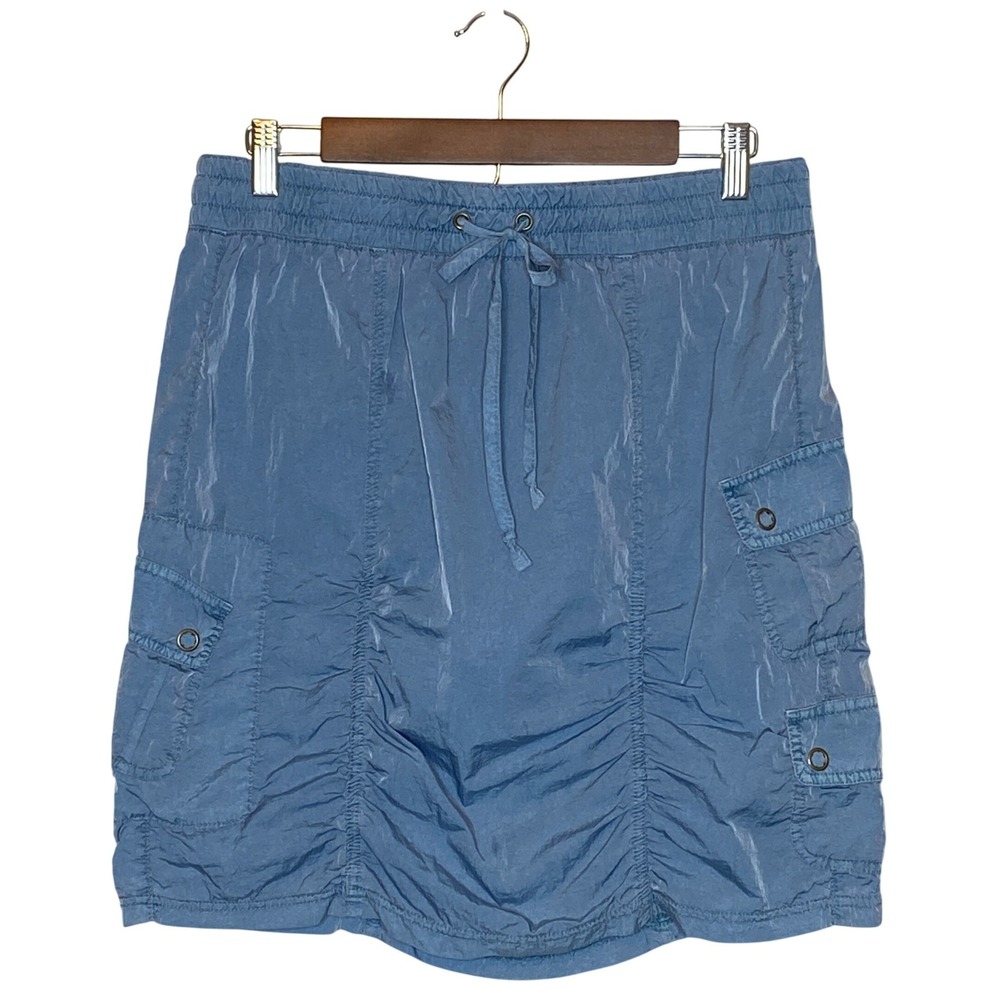 XCVI Womens Marley Ruched Sporty Cargo Skirt Size M Blue Nylon Utility Gorpcore